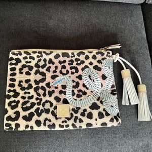 India Hicks Sleeping leopard clutch